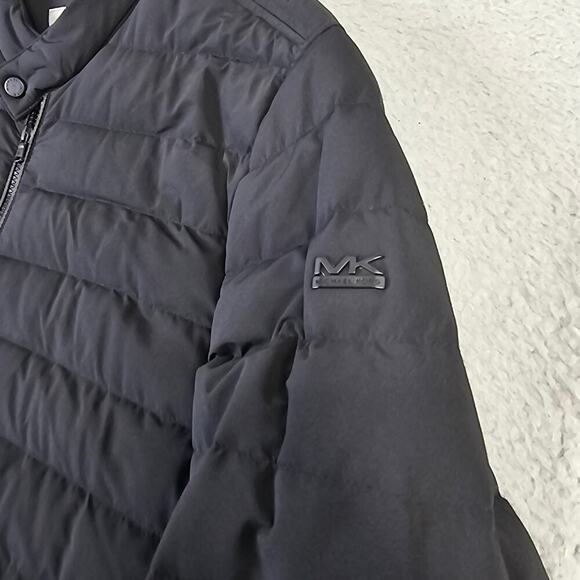 Michael Kors Puffer Down Jacket Men's Large Full Zip Pockets Winter Warm Black - Picture 3 of 10